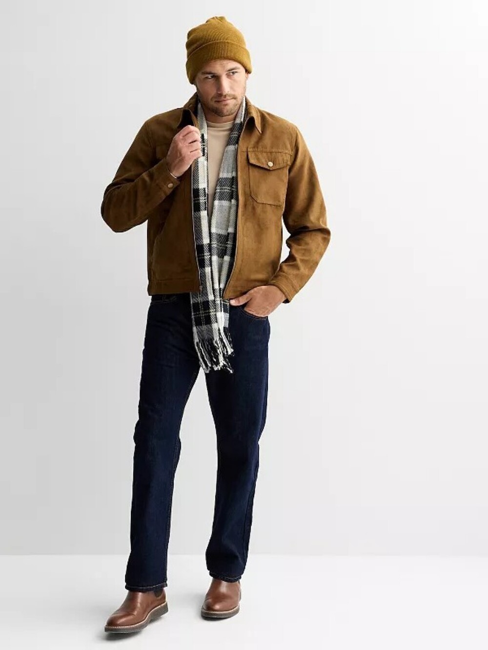 Men's Apt. 9 Faux Suede Trucker Jacket Brown XL NWT - Picture 3 of 5